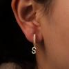 imageTURANDOSS Initial Earrings for Girls Women Teen Girl Gifts 925 Sterling Silver Post Hypoallergenic Small Huggie Hoop Earrings Gold Plated Cubic Zirconia Initial Earrings Jewelry Gifts for Girls KidsS