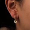 imageTURANDOSS Initial Earrings for Girls Women Teen Girl Gifts 925 Sterling Silver Post Hypoallergenic Small Huggie Hoop Earrings Gold Plated Cubic Zirconia Initial Earrings Jewelry Gifts for Girls KidsM
