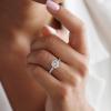 imageTurandoss Halo Engagement Rings for Women  18K White Gold Plated Cubic Zirconia CZ Solitaire Engagement Ring 85mm Round Cut 4 Claw Wedding Rings for Women Trendy Engagement Rings for Travel