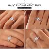 imageTurandoss Halo Engagement Rings for Women  18K White Gold Plated Cubic Zirconia CZ Solitaire Engagement Ring 85mm Round Cut 4 Claw Wedding Rings for Women Trendy Engagement Rings for Travel