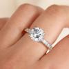imageTurandoss Halo Engagement Rings for Women  18K White Gold Plated Cubic Zirconia CZ Solitaire Engagement Ring 85mm Round Cut 4 Claw Wedding Rings for Women Trendy Engagement Rings for Travel