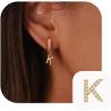 imageTURANDOSS Initial Earrings for Girls Women Teen Girl Gifts 925 Sterling Silver Post Hypoallergenic Small Huggie Hoop Earrings Gold Plated Cubic Zirconia Initial Earrings Jewelry Gifts for Girls KidsK