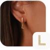 imageTURANDOSS Initial Earrings for Girls Women Teen Girl Gifts 925 Sterling Silver Post Hypoallergenic Small Huggie Hoop Earrings Gold Plated Cubic Zirconia Initial Earrings Jewelry Gifts for Girls KidsL