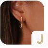 imageTURANDOSS Initial Earrings for Girls Women Teen Girl Gifts 925 Sterling Silver Post Hypoallergenic Small Huggie Hoop Earrings Gold Plated Cubic Zirconia Initial Earrings Jewelry Gifts for Girls KidsJ
