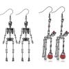 imageTurandoss  2 Pairs Halloween Skeleton Earrings for Women Spooky Skull Skeleton Dangle Earrings for Women Scary Halloween Party Earrings for Halloween Accessories Gifts for WomenBlackDangle Skeleton