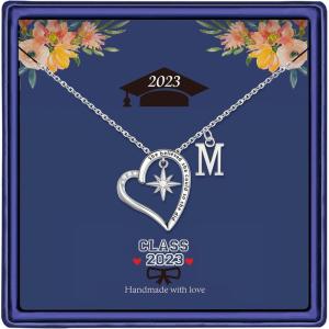 imageTurandoss Graduation Gifts for Her 2023 Compass Necklace CZ Heart Pendant Compass Necklace 2023 College Graduation Gifts Class of 2023 College Graduation Gifts for Her 2023M