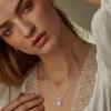 imageDF Color Moissanite Necklaces for Women 1CT DF Color VVS1 Clarity Lab Created Moissanite Wedding Jewelry S925 Sterling Silver Hypoallergenic Moissanite Pendant Necklaces for Women Girls Jewelry GiftHalo Cushion Cut