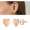 imageHeart Initial Stud Earrings for Girls  S925 Sterling Silver Post 14K Gold Plated Dainty Letter Earrings Hypoallergenic Little Initial Earrings for Women Girls Sensitive Girls EarringsD  Rose Gold