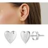 imageHeart Initial Stud Earrings for Girls  S925 Sterling Silver Post 14K Gold Plated Dainty Letter Earrings Hypoallergenic Little Initial Earrings for Women Girls Sensitive Girls EarringsA  Silver