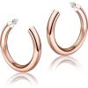 imageHoop Earrings for Women  14K Gold Plated Lightweight Chunky Open Hoops 316L Surgical Stainless Steel Post Thick Hoop Earrings GoldWhite GoldRose Gold Hoop Earrings for Women 202530405060mmRose Gold