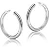 imageHoop Earrings for Women  14K Gold Plated Lightweight Chunky Open Hoops 316L Surgical Stainless Steel Post Thick Hoop Earrings GoldWhite GoldRose Gold Hoop Earrings for Women 202530405060mmWhite Gold