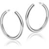 imageHoop Earrings for Women  14K Gold Plated Lightweight Chunky Open Hoops 316L Surgical Stainless Steel Post Thick Hoop Earrings GoldWhite GoldRose Gold Hoop Earrings for Women 202530405060mmWhite Gold