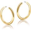 imageHoop Earrings for Women  14K Gold Plated Lightweight Chunky Open Hoops 316L Surgical Stainless Steel Post Thick Hoop Earrings GoldWhite GoldRose Gold Hoop Earrings for Women 202530405060mmGold