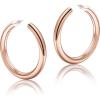 imageHoop Earrings for Women  14K Gold Plated Lightweight Chunky Open Hoops 316L Surgical Stainless Steel Post Thick Hoop Earrings GoldWhite GoldRose Gold Hoop Earrings for Women 202530405060mmRose Gold