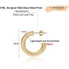 imageHoop Earrings for Women  14K Gold Plated Lightweight Chunky Open Hoops 316L Surgical Stainless Steel Post Thick Hoop Earrings GoldWhite GoldRose Gold Hoop Earrings for Women 202530405060mmGold