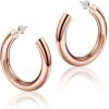 imageHoop Earrings for Women  14K Gold Plated Lightweight Chunky Open Hoops 316L Surgical Stainless Steel Post Thick Hoop Earrings GoldWhite GoldRose Gold Hoop Earrings for Women 202530405060mmRose Gold