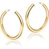 imageHoop Earrings for Women  14K Gold Plated Lightweight Chunky Open Hoops 316L Surgical Stainless Steel Post Thick Hoop Earrings GoldWhite GoldRose Gold Hoop Earrings for Women 202530405060mmGold