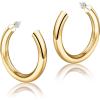 imageHoop Earrings for Women  14K Gold Plated Lightweight Chunky Open Hoops 316L Surgical Stainless Steel Post Thick Hoop Earrings GoldWhite GoldRose Gold Hoop Earrings for Women 202530405060mmGold