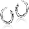 imageHoop Earrings for Women  14K Gold Plated Lightweight Chunky Open Hoops 316L Surgical Stainless Steel Post Thick Hoop Earrings GoldWhite GoldRose Gold Hoop Earrings for Women 202530405060mmWhite Gold