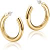 imageHoop Earrings for Women  14K Gold Plated Lightweight Chunky Open Hoops 316L Surgical Stainless Steel Post Thick Hoop Earrings GoldWhite GoldRose Gold Hoop Earrings for Women 202530405060mmGold