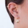 imageS925 Sterling Silver Post Huggie Hoop Earrings 14K Gold Plated Dangle Small Hoop Cuff Earring Hypoallergenic Dainty Cubic Zirconia Snake Ball Spike Evil Eye Moon Star Huggie Hoop EarringsDisc CZ Evil Eye