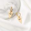 imageS925 Sterling Silver Post Huggie Hoop Earrings 14K Gold Plated Dangle Small Hoop Cuff Earring Hypoallergenic Dainty Cubic Zirconia Snake Ball Spike Evil Eye Moon Star Huggie Hoop EarringsHeart Evil Eye