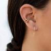 imageS925 Sterling Silver Post Huggie Hoop Earrings 14K Gold Plated Dangle Small Hoop Cuff Earring Hypoallergenic Dainty Cubic Zirconia Snake Ball Spike Evil Eye Moon Star Huggie Hoop EarringsSpike