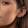 imageS925 Sterling Silver Post Huggie Hoop Earrings 14K Gold Plated Dangle Small Hoop Cuff Earring Hypoallergenic Dainty Cubic Zirconia Snake Ball Spike Evil Eye Moon Star Huggie Hoop EarringsSnake