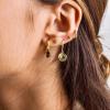 imageS925 Sterling Silver Post Huggie Hoop Earrings 14K Gold Plated Dangle Small Hoop Cuff Earring Hypoallergenic Dainty Cubic Zirconia Snake Ball Spike Evil Eye Moon Star Huggie Hoop EarringsDisc CZ Evil Eye
