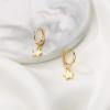 imageS925 Sterling Silver Post Huggie Hoop Earrings 14K Gold Plated Dangle Small Hoop Cuff Earring Hypoallergenic Dainty Cubic Zirconia Snake Ball Spike Evil Eye Moon Star Huggie Hoop EarringsStar