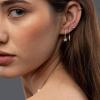 imageS925 Sterling Silver Post Huggie Hoop Earrings 14K Gold Plated Dangle Small Hoop Cuff Earring Hypoallergenic Dainty Cubic Zirconia Snake Ball Spike Evil Eye Moon Star Huggie Hoop EarringsCZ Moon Star