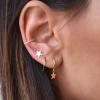 imageS925 Sterling Silver Post Huggie Hoop Earrings 14K Gold Plated Dangle Small Hoop Cuff Earring Hypoallergenic Dainty Cubic Zirconia Snake Ball Spike Evil Eye Moon Star Huggie Hoop EarringsStar