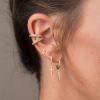 imageS925 Sterling Silver Post Huggie Hoop Earrings 14K Gold Plated Dangle Small Hoop Cuff Earring Hypoallergenic Dainty Cubic Zirconia Snake Ball Spike Evil Eye Moon Star Huggie Hoop EarringsCZ Cross