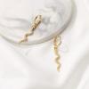 imageS925 Sterling Silver Post Huggie Hoop Earrings 14K Gold Plated Dangle Small Hoop Cuff Earring Hypoallergenic Dainty Cubic Zirconia Snake Ball Spike Evil Eye Moon Star Huggie Hoop EarringsSnake