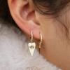 imageS925 Sterling Silver Post Huggie Hoop Earrings 14K Gold Plated Dangle Small Hoop Cuff Earring Hypoallergenic Dainty Cubic Zirconia Snake Ball Spike Evil Eye Moon Star Huggie Hoop EarringsHeart Evil Eye