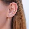 imageS925 Sterling Silver Post Huggie Hoop Earrings 14K Gold Plated Dangle Small Hoop Cuff Earring Hypoallergenic Dainty Cubic Zirconia Snake Ball Spike Evil Eye Moon Star Huggie Hoop EarringsSpike