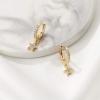 imageS925 Sterling Silver Post Huggie Hoop Earrings 14K Gold Plated Small Dangle Hoop Earrings Hypoallergenic Dainty Cubic Zirconia Ball Spike Evil Eye Snake Bee Moon Star Huggie Hoop Earringscz star