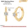 imageS925 Sterling Silver Post Huggie Hoop Earrings 14K Gold Plated Small Dangle Hoop Earrings Hypoallergenic Dainty Cubic Zirconia Ball Spike Evil Eye Snake Bee Moon Star Huggie Hoop Earringscz
