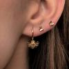 imageS925 Sterling Silver Post Huggie Hoop Earrings 14K Gold Plated Small Dangle Hoop Earrings Hypoallergenic Dainty Cubic Zirconia Ball Spike Evil Eye Snake Bee Moon Star Huggie Hoop Earringsbee