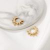 imageS925 Sterling Silver Post Huggie Hoop Earrings 14K Gold Plated Small Dangle Hoop Earrings Hypoallergenic Dainty Cubic Zirconia Ball Spike Evil Eye Snake Bee Moon Star Huggie Hoop Earringsball