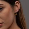 imageS925 Sterling Silver Post Huggie Hoop Earrings 14K Gold Plated Small Dangle Hoop Earrings Hypoallergenic Dainty Cubic Zirconia Ball Spike Evil Eye Snake Bee Moon Star Huggie Hoop Earringsbee