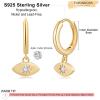 imageS925 Sterling Silver Post Huggie Hoop Earrings 14K Gold Plated Small Dangle Hoop Earrings Hypoallergenic Dainty Cubic Zirconia Ball Spike Evil Eye Snake Bee Moon Star Huggie Hoop Earringscz evil eye