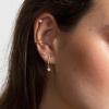 imageS925 Sterling Silver Post Huggie Hoop Earrings 14K Gold Plated Small Dangle Hoop Earrings Hypoallergenic Dainty Cubic Zirconia Ball Spike Evil Eye Snake Bee Moon Star Huggie Hoop Earringscz star