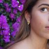 imageS925 Sterling Silver Post Huggie Hoop Earrings 14K Gold Plated Small Dangle Hoop Earrings Hypoallergenic Dainty Cubic Zirconia Ball Spike Evil Eye Snake Bee Moon Star Huggie Hoop Earringsball