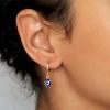 imageS925 Sterling Silver Post Huggie Hoop Earrings 14K Gold Plated Small Dangle Hoop Earrings Hypoallergenic Dainty Cubic Zirconia Ball Spike Evil Eye Snake Bee Moon Star Huggie Hoop Earringsblue evil eye