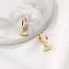 imageS925 Sterling Silver Post Huggie Hoop Earrings 14K Gold Plated Small Dangle Hoop Earrings Hypoallergenic Dainty Cubic Zirconia Ball Spike Evil Eye Snake Bee Moon Star Huggie Hoop Earringscz evil eye