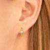 imageS925 Sterling Silver Post Huggie Hoop Earrings 14K Gold Plated Small Dangle Hoop Earrings Hypoallergenic Dainty Cubic Zirconia Ball Spike Evil Eye Snake Bee Moon Star Huggie Hoop Earringscz