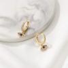 imageS925 Sterling Silver Post Huggie Hoop Earrings 14K Gold Plated Small Dangle Hoop Earrings Hypoallergenic Dainty Cubic Zirconia Ball Spike Evil Eye Snake Bee Moon Star Huggie Hoop Earringsblue cz evil eye