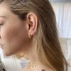 imageS925 Sterling Silver Post Huggie Hoop Earrings 14K Gold Plated Small Dangle Hoop Earrings Hypoallergenic Dainty Cubic Zirconia Ball Spike Evil Eye Snake Bee Moon Star Huggie Hoop Earringsball