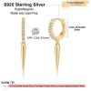 imageS925 Sterling Silver Post Huggie Hoop Earrings 14K Gold Plated Small Dangle Hoop Earrings Hypoallergenic Dainty Cubic Zirconia Ball Spike Evil Eye Snake Bee Moon Star Huggie Hoop Earringsspike